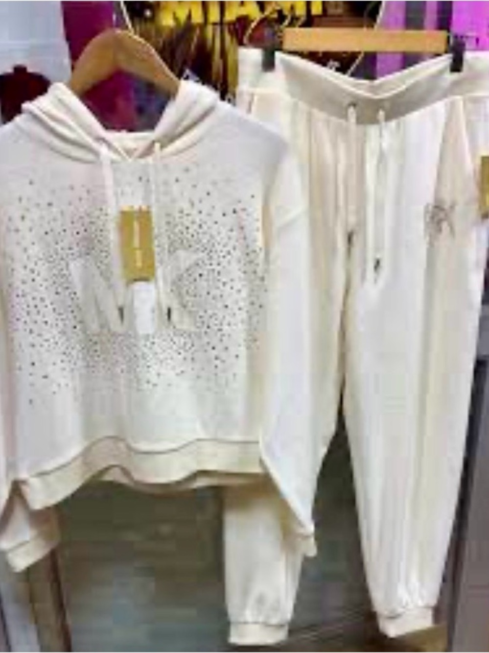 Michael Kors Cream Drawstring Jogger Pants with the Hooded sweater